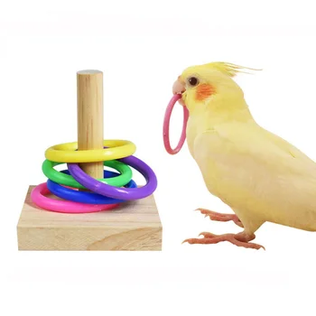 Ptica Usposabljanje Igrače Set Lesenih Blok Puzzle Igrače Za Papige Pisane Plastične Obroči Inteligence Usposabljanje Žvečiti Igrača Ptica Dobave