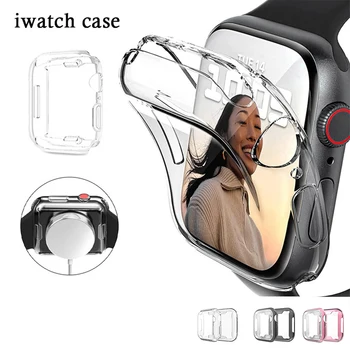 360 Slim Watch Cover za Apple Watch Primeru SE 6 5 4 3 2 1 42MM 38 MM 49 MM Mehka Jasno TPU Screen Protector za iWatch 4 3 44 MM 40 MM