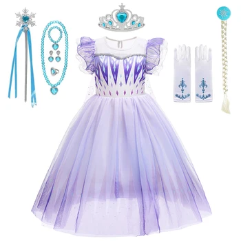 2021 Stranka Nositi Princesa Els-oblačila za Dekleta Fancy Snow Queen Cosplay Pageant Frocks Otroci Dolg Rokav Karneval Oblačila