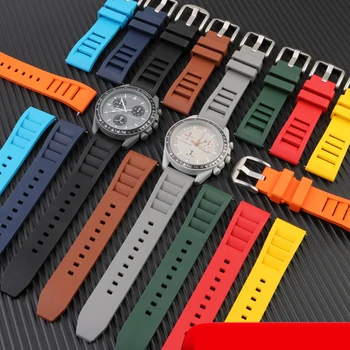 Fluor kavčuk watch trak za Omega Swatch co-branded ali Seiko pločevinkah abalone serije gume watchband 20 mm 22 mm manšeta pasu