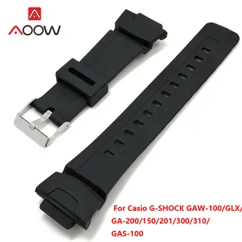 Silikonski Watchband za Casio G-Shock GAW-100 /GMP/ SS-200/150/201/300/310/PLIN-100 Črna Nadomestni Trak Trak Watch Dodatki