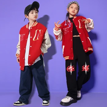 Otroci Najstniških Hip Hop Oblačila Oversize Baseball Suknjič Ulične Hlače Za Deklico Fantje Jazz Ples Nositi Kostum, Ki Prikazuje Oblačila