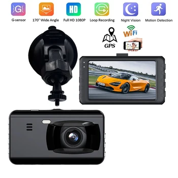 Avto DVR WiFi Full HD 1080P Dash Cam Kamera Zadaj Pogled Nočno gledanje Video Snemalnik Black Box Parkiranje Zaslon Dashcam GPS Tracker