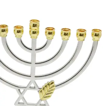 Kovinski Hanukkah Candleholder Candelabras Tabela Centerpiece 9 Veje Menorah Svečnik za Kamin dnevna soba Jedilnica Doma