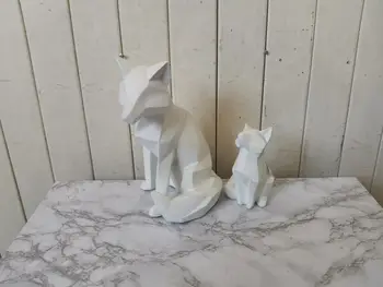 Geometrijske Fox Skulpture Živali Kipi Preprosto Belo Abstraktni Okraski Sodobne Dom Okraski Mala Lisica Dekoracijo