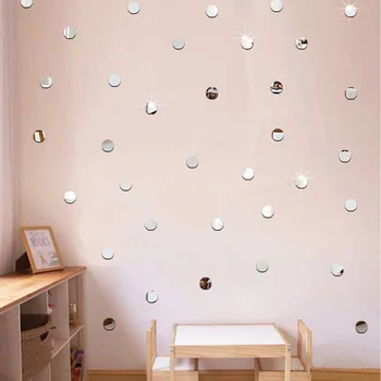100 kozarcev/set 3D Malo Polka Krog Akril Ogledalo Površine Stenske Nalepke Otroci Soba Dekoracijo Ozadje Izmenljive Okrogle Stene Decals
