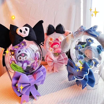 NOVO Hello Kitty Kuromi Kt mačka plišastih lutka cvet igrača Sanrio šopek darilo polje, Valentinovo, Božič diplomi darilo