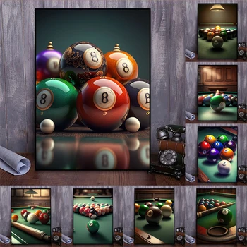 Vintage Biljard Stenske Slike Snooker Platno Slikarstvo Sodobne Žogo Šport, Plakati, Tiskanje za dnevno Sobo Klub Steno Doma Dekor