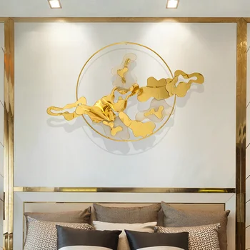 Novi Kitajski slog svetlobe luksuzne spalnice notranje opreme, kavč ozadju dekoracijo sten obesek okrogle kovinske stene dekoracijo