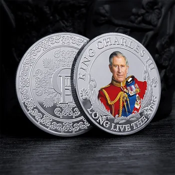 Kralj Anglije Charles III pozlačeni Spominski Kovanec Nastavite Uk Royal Srebro Izziv Kovancev Za Lepo Darilo, Spominek