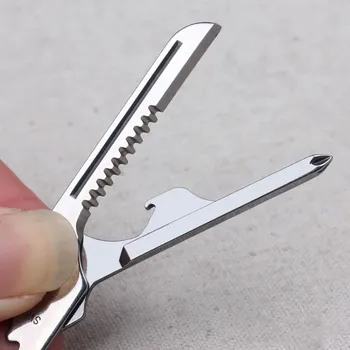 6-in-1 multi-funkcijsko tipko verige zložljiv mini nož Švicarsko orodje zunanji prenosni odpirač za steklenice, izvijač razpakiranje