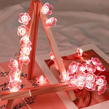 Češnjev Cvet Niz Luči 20/30 LED Roza Cvet Pravljice Svetlobe na Baterijski Pogon Za Počitnice Božič Wedding Party Garland Dekor