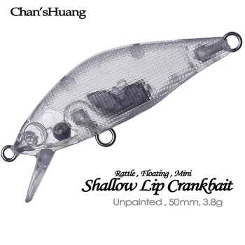 Chan'sHuang 20PCS Unpainted Prazne Vabe 50mm 3.8 g Plitvo Ustnice Crankbait Plavajoče Ropota DIY Ročno Umetno Ribolov Lure