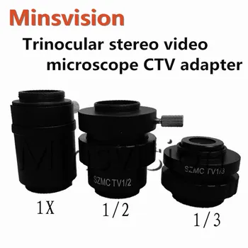 Trinocular Stereo Mikroskop CMOS Kamera Adapter SZM CTV1/2 1/3 C-mount Objektiv 25 mm do 28 mm, Transfer Port Half-fokus lahko ogledate slike