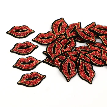 10Pcs/veliko Rdeče Bleščica Ustnice Železa Na Obliž Za Krpo Diy Šivanje Aplicirano Nalepke Vezenje aplicirano za Ženske obleke obliž