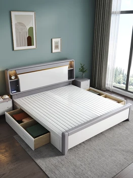 Razširjen masivnega lesa postelja moderna preprost 2m x 2m master postelja 200 x 220 metrov za 2,2 metrov velika postelja