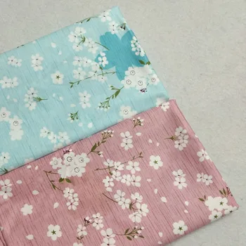 Precej Cvetenja Blue & Roza Japonska Sakura Cvetje Tiskane Bombažne Tkanine, Posteljnina Quilting Oblačila DIY Šivanje Doma Dekoracijo