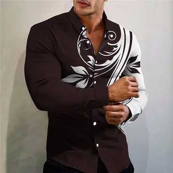 2023 Pomlad Luksuzne Modne Moške socialne majica Priložnostne Tiskanih Long Sleeve Majica Ulične Visoke Kakovosti moških oblačila Velikosti S-6XL