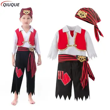 Pirat Kapitan Cosplay Kostum Baby Fantje Bodysuits Božič Fancy Stranka Obleko Halloween Kostumi Otroci Otrok Jumpsuits
