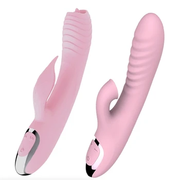 Jezik Dvojno Cunnilingus Vibrator, Dildo Ogrevanje Vagine, Klitoris Spodbujanje Vibrator Adult Sex Igrače Za Ženske G Spot Masturbator