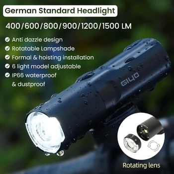 Izposoja Svetlobe 800-1500LM Spredaj, Razsvetljava nemški Standard Žaromet Vrtljiv Objektiv, USB Charge IP66 Nepremočljiva Anti-Glare Kolo Svetlobe