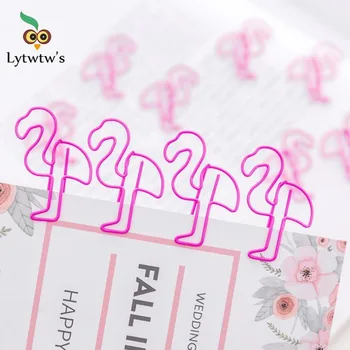 10 Kos/veliko Lytwtw je Flamingo Zaznamek Načrtovalec Sponke za Papir Kovinski Material Za Knjigo Pisalne potrebščine Šolske Pisarniško Potrebščine Dekorativni