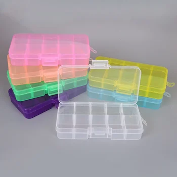 10 Omrežja 7 Barvo Izbrati Nastavljiv Nakit Kroglice Tablete Nail Art Nasveti Škatla Za Shranjevanje Primeru Težko Pregledna Plastične Nakit Škatla Za Orodje