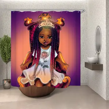 Afro Dekle Magic Black Dekle Črna Kraljica Dekle African American Dekle Kopalnica Tuš Zavesa