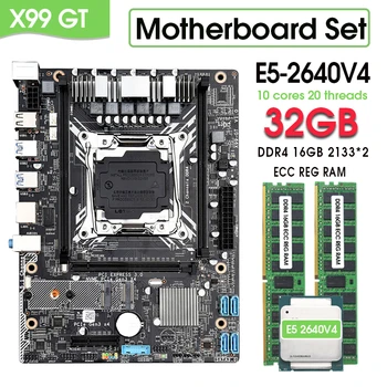 X99 GT Motherboard LGA2011-3 Kit Xeon E5 2640 V4 16GB*2=32GB 2133MHz Pomnilnik DDR4 Podporo E5 V3 V4 CPU WIFI M. 2 placa mae x99 set