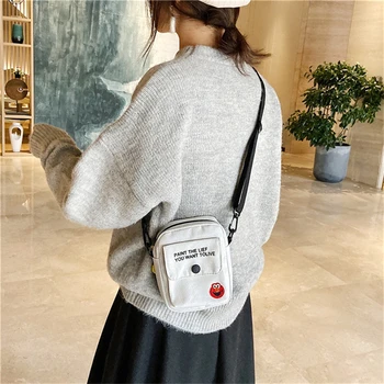Korejski Žensk Torba Risanka Vezenje na Platno Mobilni Telefon Vrečko Abeceda Tiskanje Ženske Messenger Bag