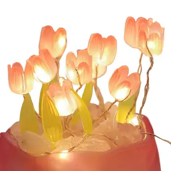 Mini DIY Tulipanov Cvet namizne Svetilke Materiala Dekoracijo Ponaredek Tulipanov Cvet Lučka za Simulacijo Cvet Spraviti Noč Luč za Spalnico