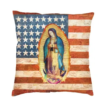 Naše Gospe Iz Guadalupe Devica Marija Prevleke Mehke Blazine Pokrov Okraski ZDA Zastavo Vrgel Blazino Primeru Zajema Spalnico Kvadrat