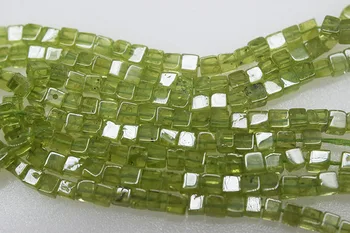 zelena peridot kvadratnih 3-3.5 mm narave za izdelavo nakit ogrlica 40 cm debelo FPPJ