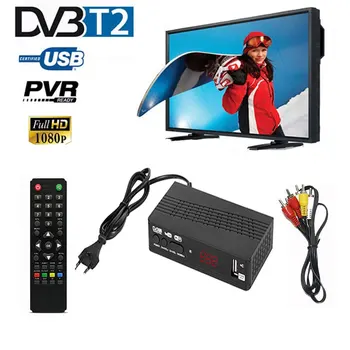 HD 1080P DVB-T2 Sprejemnik Sprejemnik Sat Sprejemnika, TV Okno TV Tuner DVB T2 USB2.0 Zgradili-v ruski Priročnik Za Monitor, Napajalnik,
