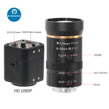HDMI Industrijske Fotoaparat 2.0 MP Digitalno Video Kamero C-Mount z Ročnim Zoom je 8-50mm Objektiv Varifocal za Živo Snemanje
