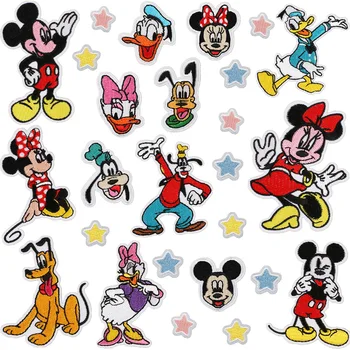 6/14/26Pcs Mickey Miške Minnie Donald Duck Obliži Disney Tkanine, Železo na Obliž DIY Otrok Oblačila Risanka Vezene Aplicirano