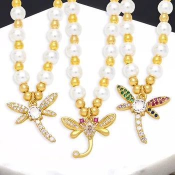 Andralyn Duhovno posebnega interesa design dragonfly obesek online influencer rafinirano biserna ogrlica svetlobe luksuzni nakit