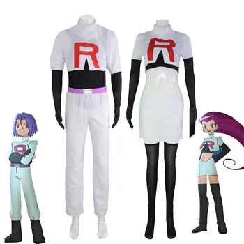 Anime Cosplay Kostum Team Rocket Jessie Musashi James Kojirou Halloween Odraslih Cosplay Kostum Celoten Sklop Igre Anime Dodatki