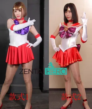 Mornar Mars Seksi Japonski Anime Lepo Dekle Svetleč Saten Spandex Bela/Rdeča Luna Cosplay Plus Velikost Halloween Party Dress