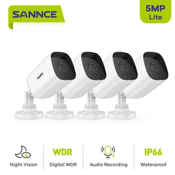 SANNCE 4pcs CCTV Varnostna Kamera 5MP Super HD Video Nadzor IR Nočno Vizijo AI Človeško Zaznavanje IP66 Vodoodporni Fotoaparat Kit