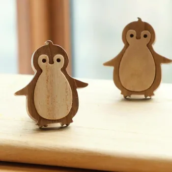 Pohištvo iz masivnega Lesa Ročaj Predal Gumbi Risanka Pingvin Obliko Ročaji za Kabinet Vrata Garderobe Potegne Plašč In Klobuk Kavelj