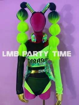 Custom-made fluorescentna stranka fluorescentna bar kostum GOGO stopnji uspešnosti kostum foto stranka v poletje